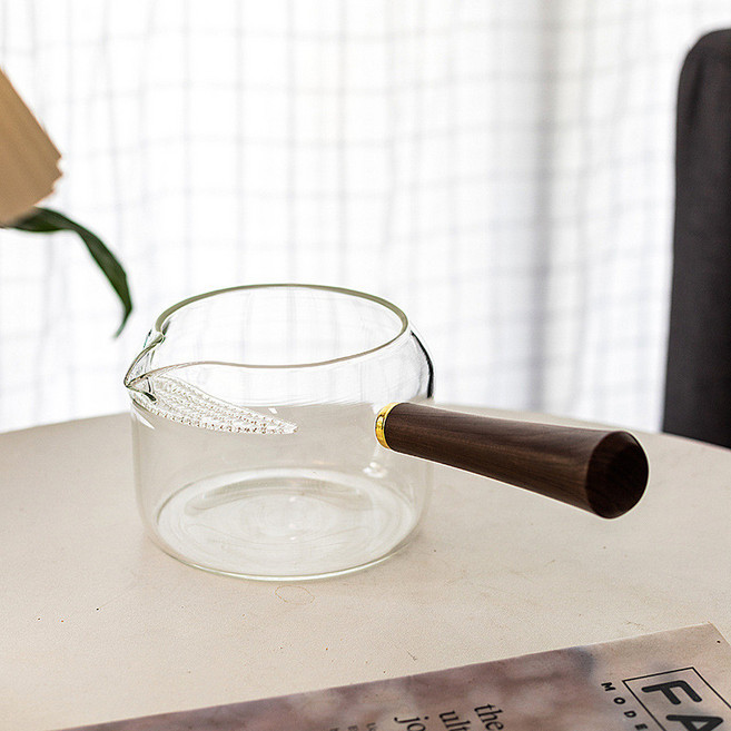 내열 유리티팟 측면 손잡이 꽃차주전자 티세트 멀티티포트 캠핑용 차도구 여행용, 1개, 850ml, 직립형 월치 측면 손잡이 차 주전자 850ml