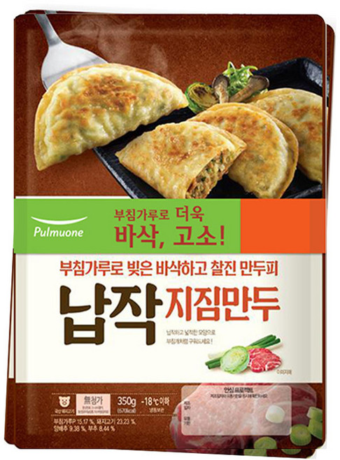 (냉동)[풀무원]납작지짐만두350gx2, 단일옵션, 2개, 350g