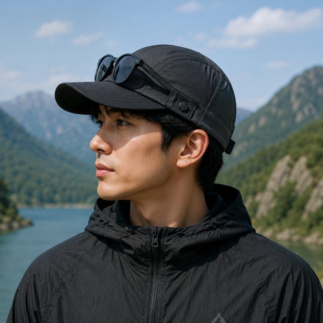 유또 남녀공용 러닝 선글라스 마라톤 스포츠 모자, 1개, 블랙