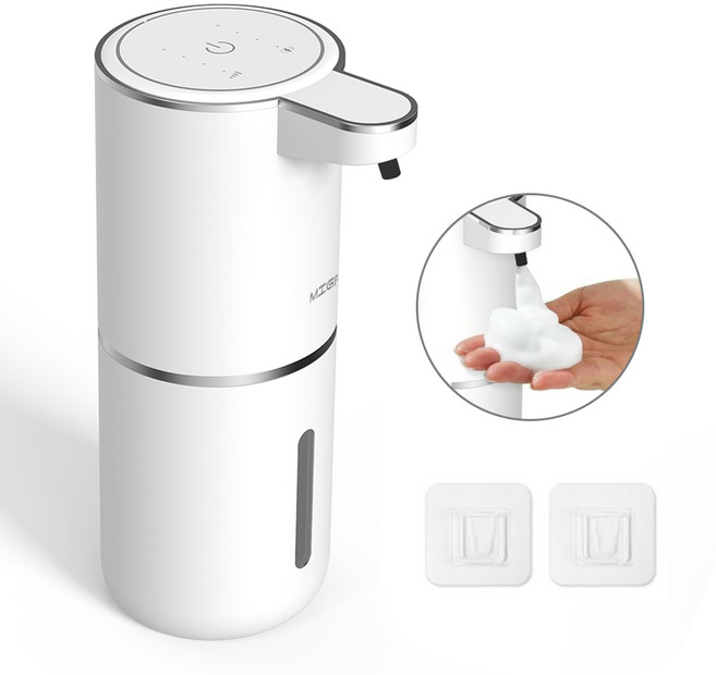 MIGA 거품/젤타입 자동 디스펜서 손세정기 충전식 비접촉 핸드워시 거품비누 화장실 주방세제 욕실 벽걸이 싱크대 손세정기, 거품타입 화이트, 1개