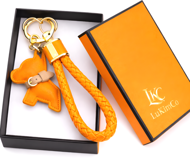 가죽 강아지 키링 키홀더, 럭셔리오렌지, 1개