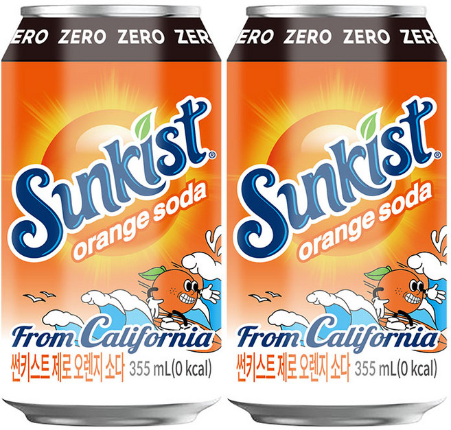 [광동 직영] 썬키스트 제로 오렌지 소다 355ml 24캔, 24개