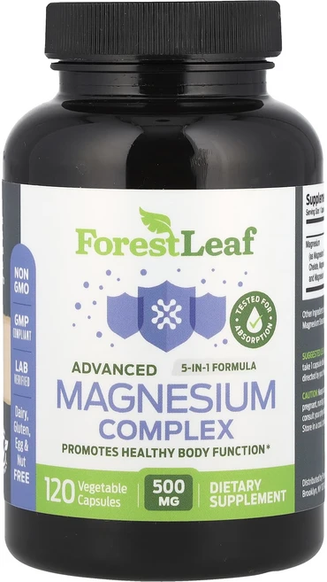 Forest Leaf 고급 마그네슘 복합체 500mg 베지 캡슐 120정, ForestLeaf고급마그네슘복합체500mg베지캡슐12, 1개 - 쿠팡