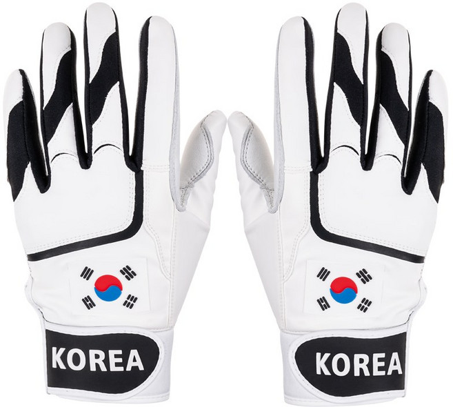 업셋 국가대표 태극기 양피 배팅장갑, 1세트, 코리아로고_블랙