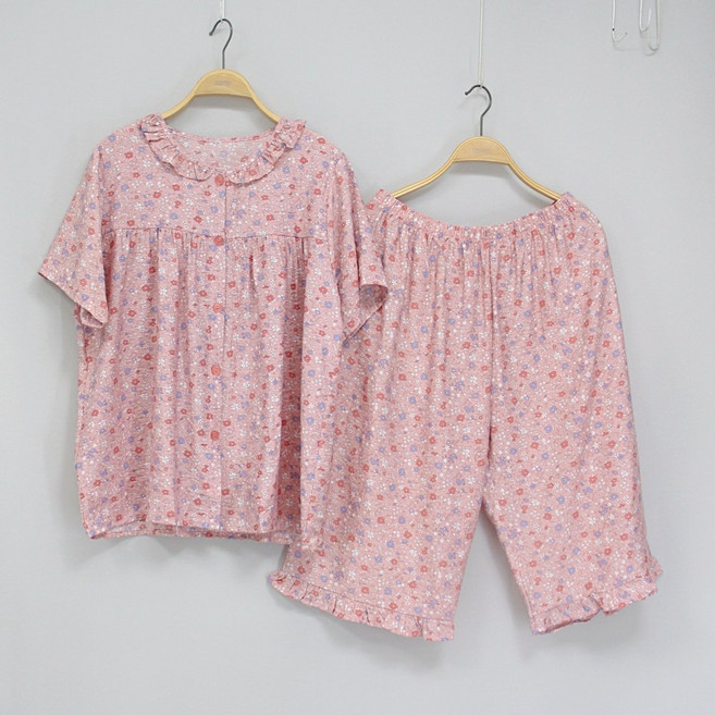 [서울양품점] 여성 인견 반팔 7부 오픈상하세트 _ 여자잠옷 홈웨어 냉감 실내복