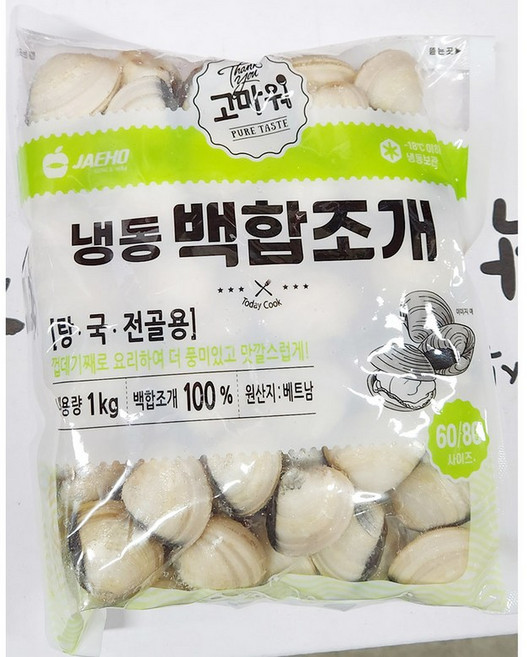 냉동 조개백합 1K약70미 피 조개탕 칼국수 국물 육수, 1개, 1kg