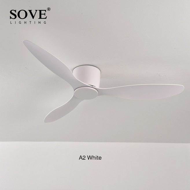 SOVE 모던 블랙 화이트 저층 DC 모터 30W 리모컨이 있는 천장 선풍기 가벼운 홈 선풍기 간단한 천장 선풍기, 3)A2 White