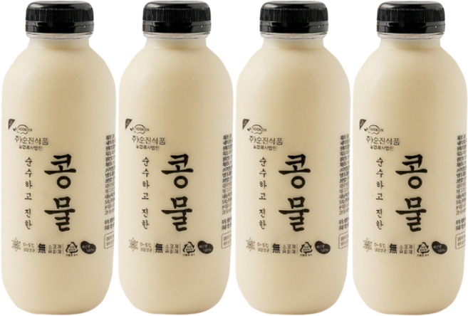 명품소이 맷돌로간 100%국산햇콩 무첨가 진한 콩물, 500ml, 4개