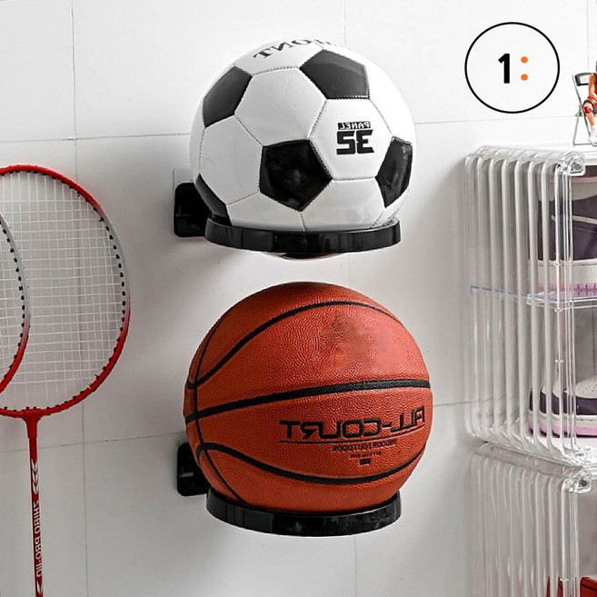 공진열대 무타공 축구공 농구공 벽걸이 수납 정리함, 무타공공진열보관걸이, 1개