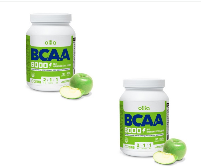[1+1] 올라 BCAA 6000 맛있는 아미노산 보충제, 2개, 500g