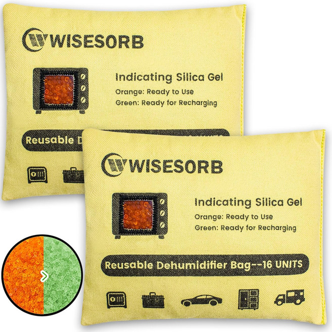 Wisesorb 2팩 500G 재사용 가능한 실리카 젤 건조제 제습기 백 자동차 옷장 차고 3D 필라멘트 EMoisture 및 전자레인지 충전식 재사용 가능한 건조 백, 500 Gram*2Pcs
