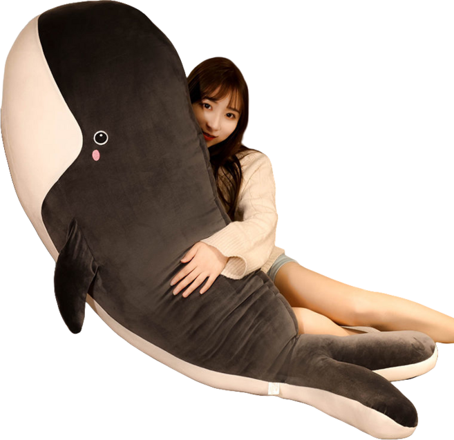 Haengbuk 고래 바디플로우 모찌인형 성인애착 바디필로우 긴배게, black