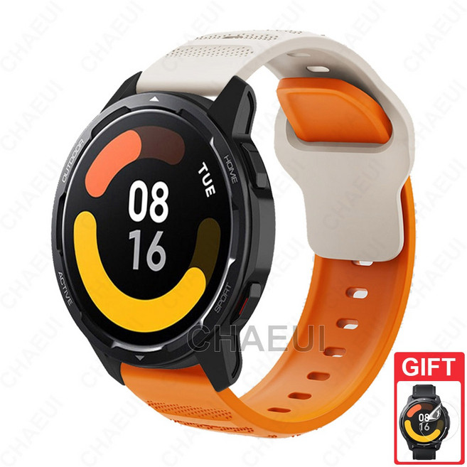 小米手錶 S4/S3 替換錶帶 適用於 Xiaomi Watch S1 Active / S2 運動矽膠腕帶, 星光橙,小米手錶運動版, 1個