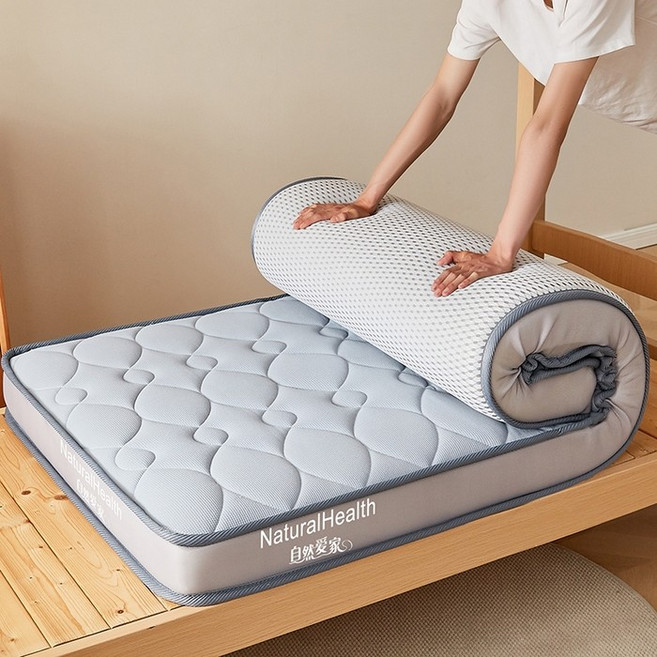 NaturalHealth 自然愛家 記憶棉床墊 學生宿舍乳膠榻榻米床墊, 自然愛家華夫格淺灰色乳膠款,120*190公分（10公分）-單人加大