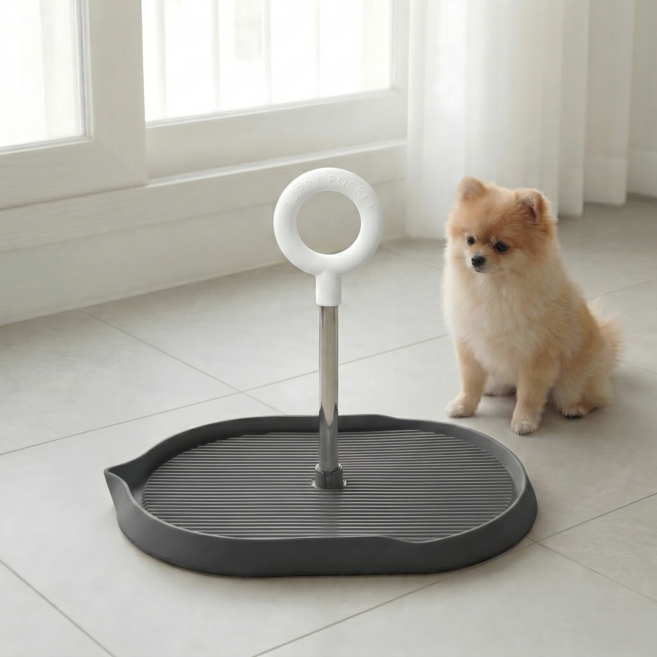 이보크 강아지 배변판 도넛손잡이, 1개, 그레이판 + 화이트링