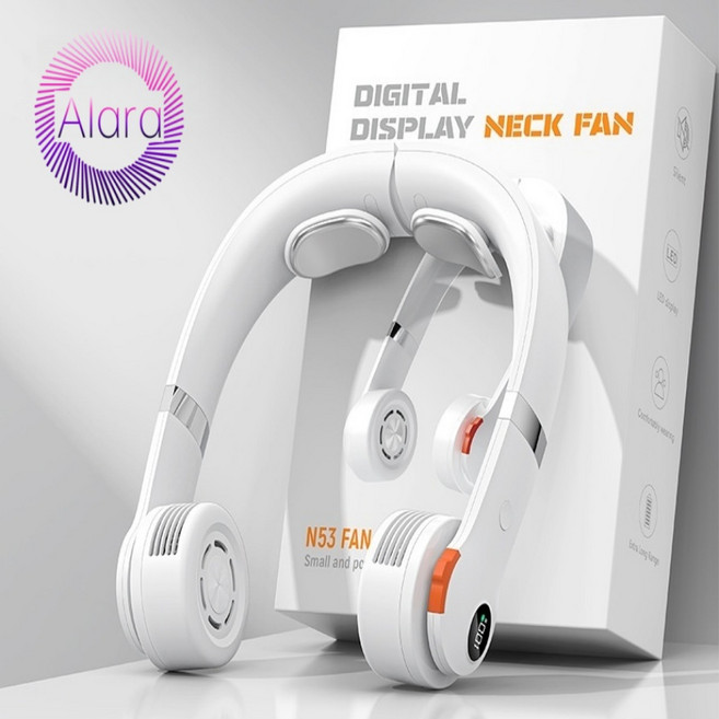 Alara 휴대용 미니 선풍기 USB 충전식 저소음 넥 써큘레이터 디퓨져 캠핑, 하얀색, HC