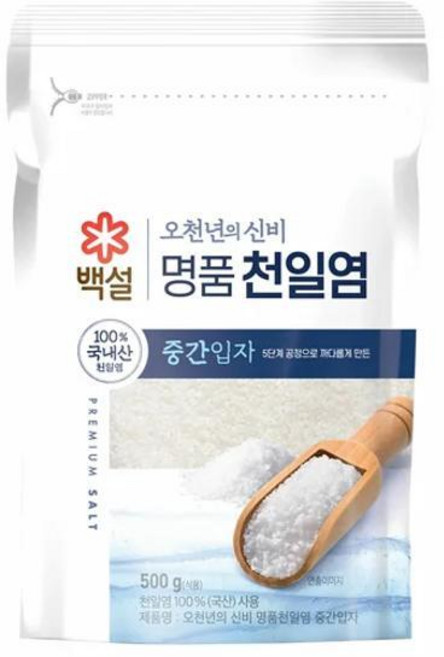 CJ 백설 오천년의신비 명품 천일염 중간입자, 108개, 500g