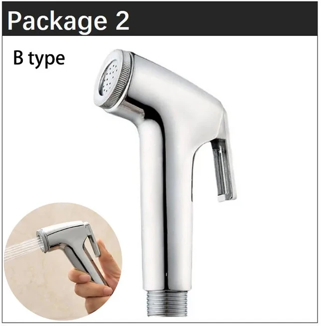 WC 욕실 변기 비데 샤워헤드 수도꼭지 분무기 핸드헬드 스프레이 ABS 실버 douche 이슬람 항문 셀프 클리, 06 Package 2