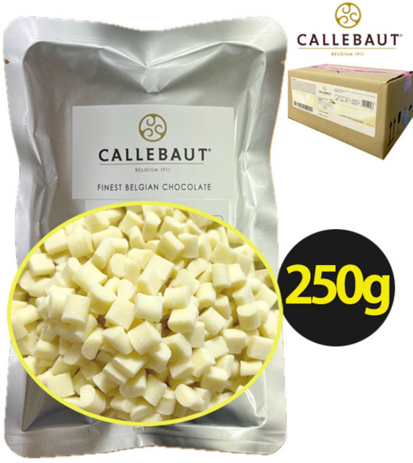 [벨기에산}칼리바우트 화이트 청크 초콜릿 깔리바우트 초코칩 큐브칩 쿠키 머핀, 250g, 1개