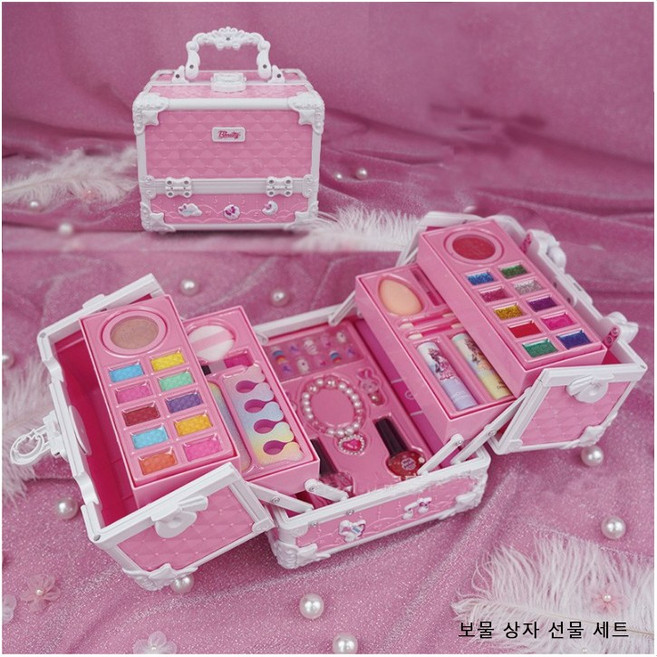 키즈뷰티 프로페셔널 장남감 메이크업 박스 화장품 화장놀이 세트, 보물 상자, 1세트, 슈트