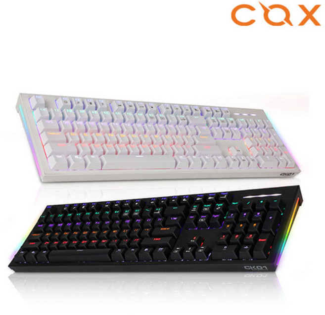 COX CK01 교체축 사이드 RGB 게이밍 기계식 키보드 (화이트 적축), 일반형