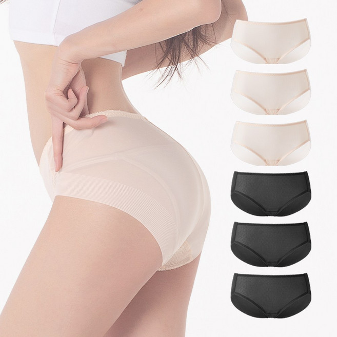 에브리핏 여성용 노라인 통기성 데일리 햄팬티 6P세트