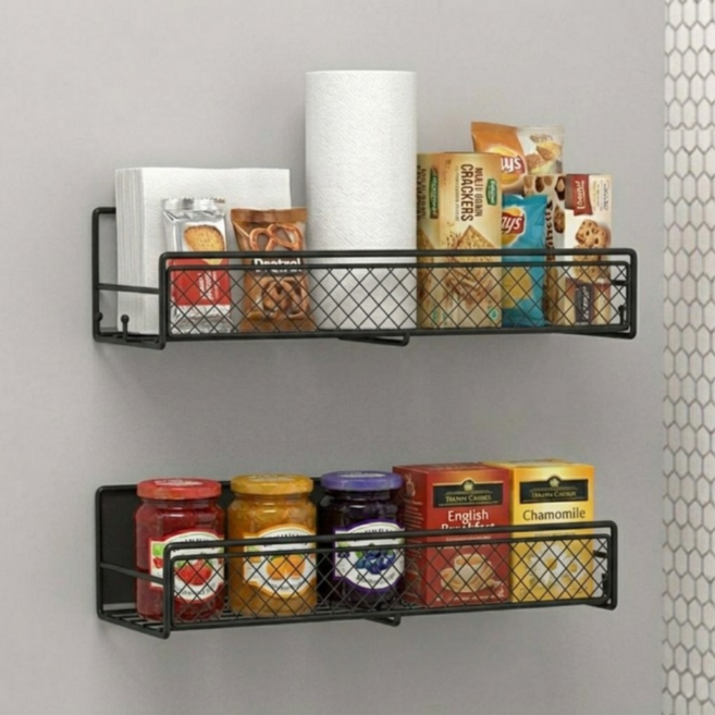 하루원픽 냉장고 자석 선반 2개, 1세트, 블랙