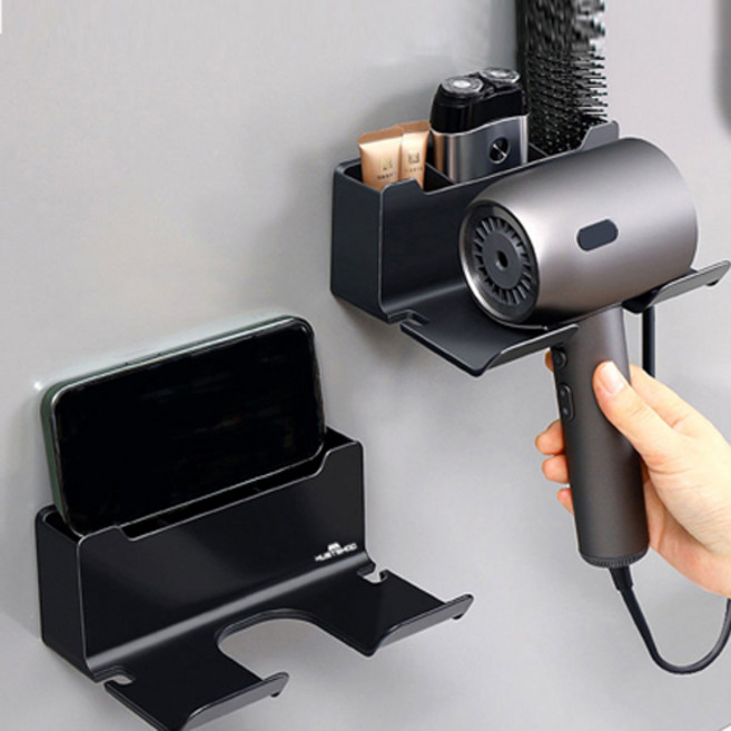 무타공 드라이기 거치대 고데기거치대 수납형 드라이거치대, 메탈그레이, 1개