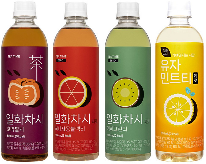 일화차시 호박팥차+허니자몽블랙티+키위그린티+유자민트티 각5개씩, 500ml