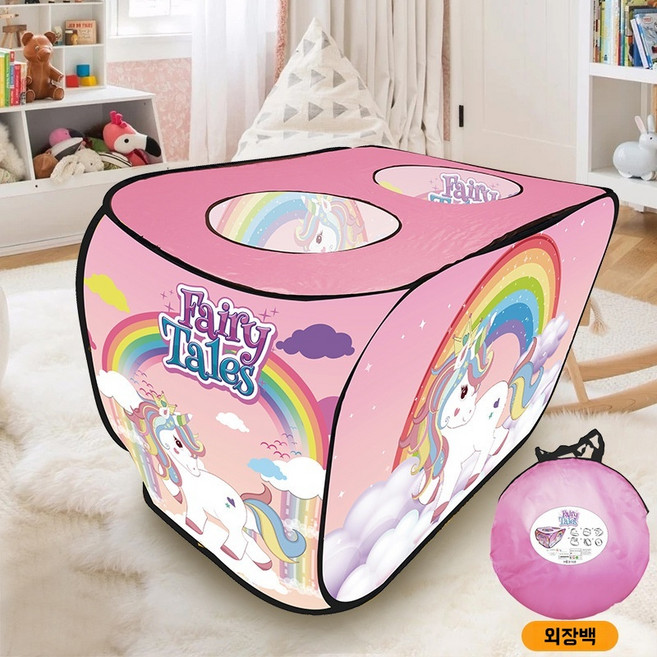 SunburstWonder 유아용 텐트 버스 디자인 자동 펼쳐지는 천창형 놀이하우스 야외 피크닉 L280, 핑크, 1개