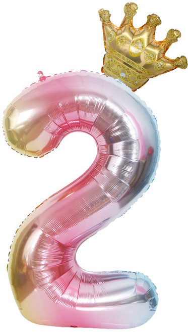 초대형 왕관 숫자 풍선 생일파티 숫자 은박 풍선 파티 풍선, 1개, 2