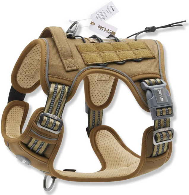 독스랩 강아지 하네스 중형견 대형견 앞섬방지 앞고리 진돗개 리트리버 가슴줄, 카키, 1개