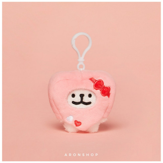 ARONSHOP 線條小狗 玩偶吊飾 背包鑰匙圈, 1個, 愛心頭套款-馬爾濟斯
