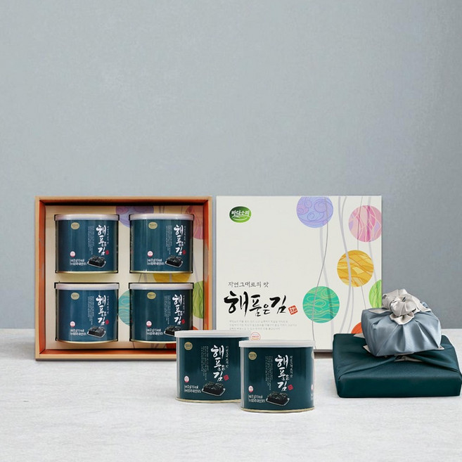 바다소리 올리브로 구운 초사리 곱창돌김 해품은김축복세트( 4캔) 답례품 캔김, 1개