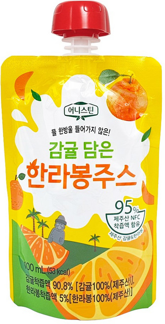 어니스틴 감귤 담은 한라봉 주스 물 타지 않은 제주산 착즙 주스 NFC주스 감귤 주스 어린이주스 학교간식 어린이집 간식 교회간식, 30개, 100ml
