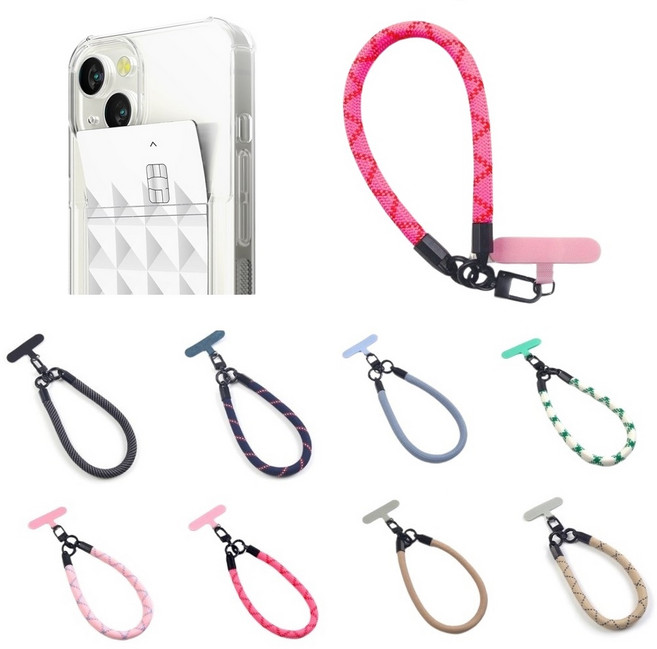 갤럭시 와이드5 케이스 E426 투명 (카드 젤리) 슬림롭 태그 (시즌2) (손목 숏 스트랩) 보조고리 360도 전방향 회전 링 (튼튼하고 두꺼운) 팔목줄