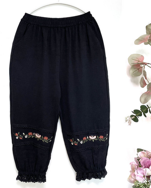 국민할매 할머니옷 여름 마느낌 레이스 띠자수 몸빼바지[SH-MS501] 중년 여성의류 요양원옷