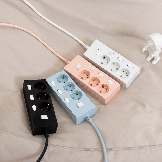 쿠폰19% 파워존 웨이브 멀티탭 개별 절전 과부하차단 3구 멀티콘센트, 3m, 개별 3구 화이트, 1개