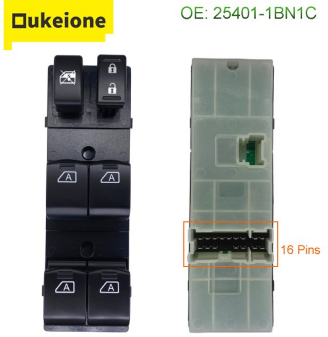 자동차 전기 마스터 윈도우 리프터 제어 스위치 닛산 인피니티 FX35 EX37 CLS51 레귤레이터 단추 254011BN