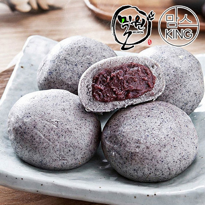 [맘스킹]밀원본가 HACCP 안흥흑미찐빵 25개(1600g)-국산팥, 1박스, 1.6kg