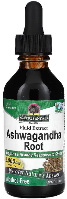 네이처스앤서 Natures Answer 아슈와간다 뿌리 액상 추출물 알코올 무함유 2000mg 60ml(2fl oz) NTA-00577, 60ml, 1개 - 쿠팡