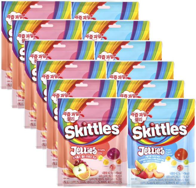 스키틀즈 젤리 후르츠 믹스 6개+후르츠 요거트향 6개(패키지), 12개, 42.5g