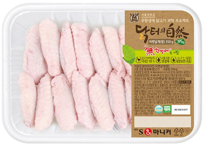 마니커 닭터의자연 아랫날개(윙) (냉장) 국내산 당일생산, 1개, 350g