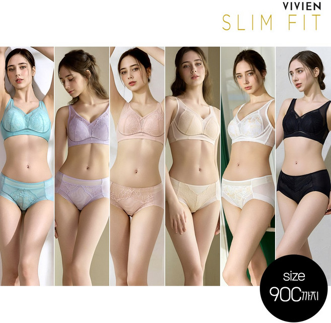 [방송히트]비비안 슬림핏 18차 빅사이즈 풀컵스타일 노와이어 브라팬티세트(75A-90C)