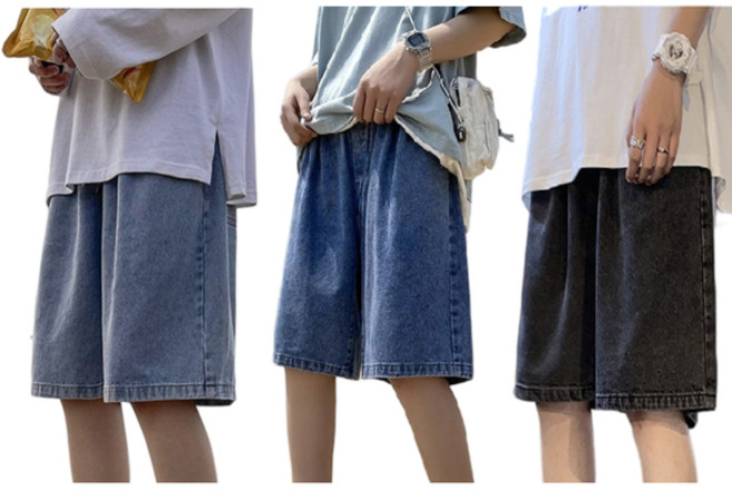 반바지 남성 버뮤다 데님 밴딩팬츠 3color 버뮤다팬츠 5부바지 데님바지 파파몰