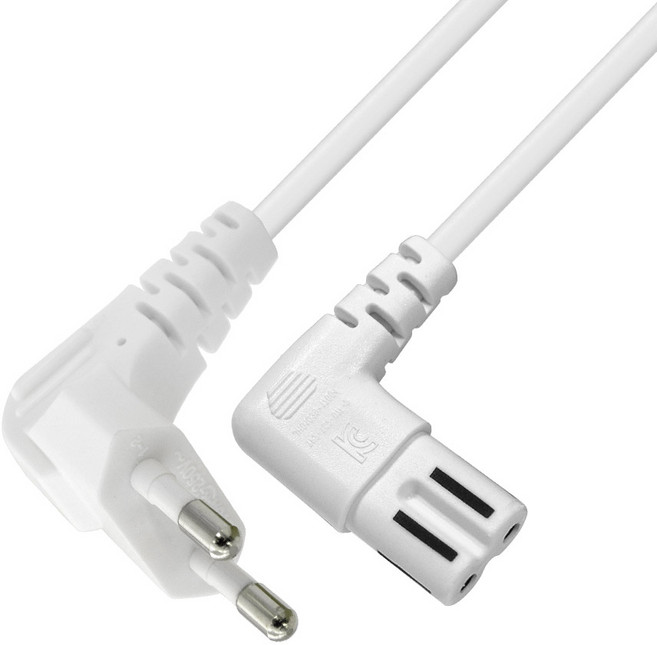 HDTOP 국산 8자 코드 전원 파워 케이블 양쪽 꺾임 화이트 1M HT-AC093, 1개