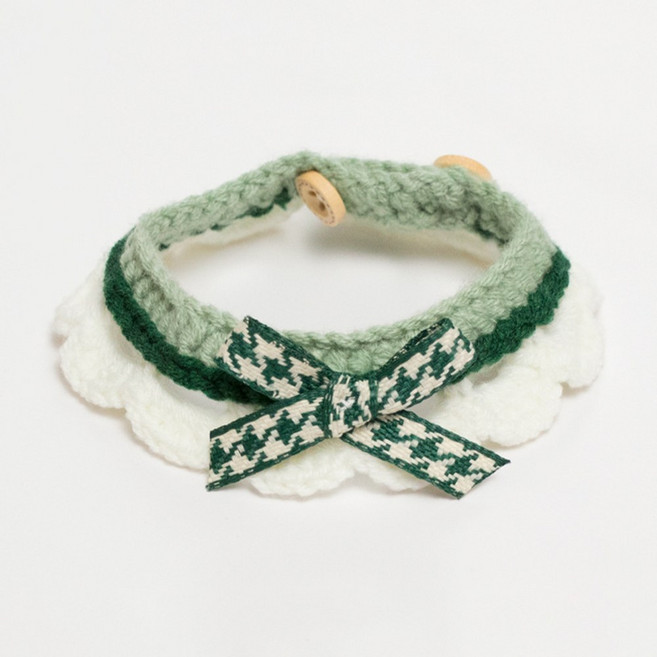 로테오 반려동물 체크 리본 케이프, 1개, 그린