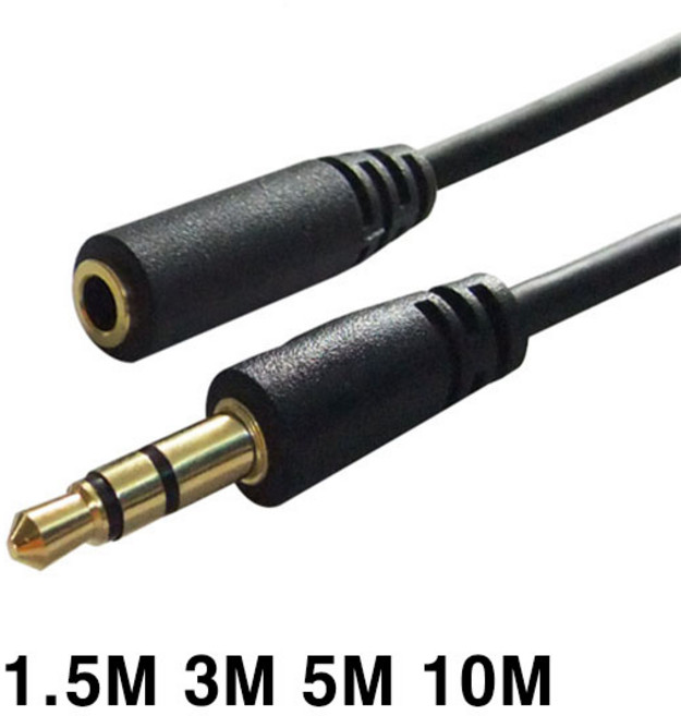 대원TMT 3.5 스테레오 AUX 연장케이블 1.5M-10M 길이선택 DW-STMF 금도금 커넥터 3.5STEREO(M/F) 음성 케이블 3.5ST 암수단자, 1개