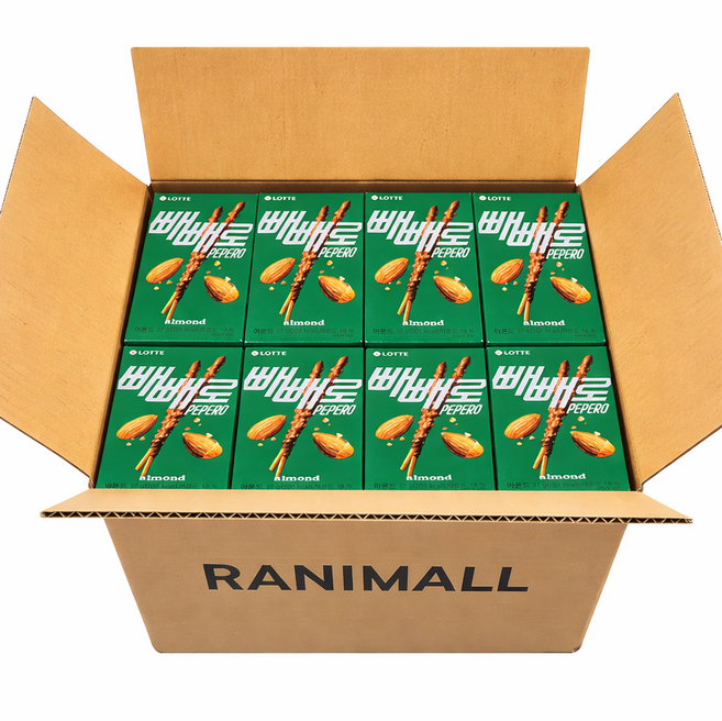 롯데 빼빼로 아몬드 10개 세트 초코과자 선물용 어린이간식 사무실 탕비실 행사 간식, 600g