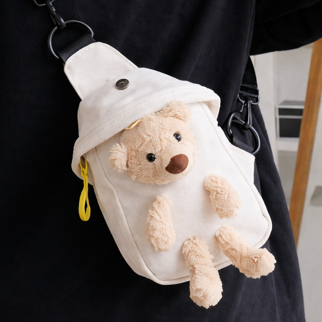 온그로우 휴대폰 미니 곰돌이 인형 크로스백